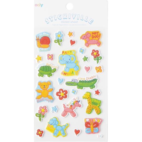 OOLY Stickiville Animal Balloons Puffy Stickers